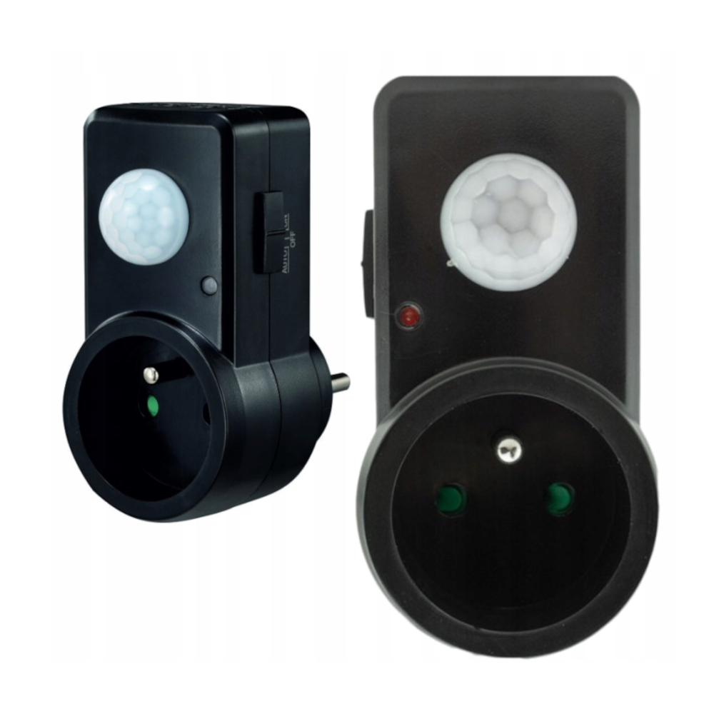 ECOLIGHT LED pohybový a súmrakový senzor do zásuvky - čierny