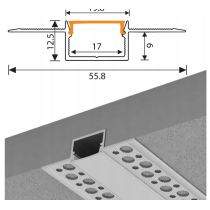 ECOLIGHT Zapustený hliníkový eloxovaný profil - sada 2m