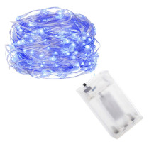 SPRINGOS - 100 LED (9,9m) vianočné nano LED svetielka z mikrodrôtov na 3xAA batérie - modrá