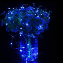 SPRINGOS - 100 LED (9,9m) vianočné nano LED svetielka z mikrodrôtov na 3xAA batérie - modrá