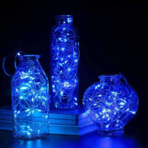 SPRINGOS - 100 LED (9,9m) vianočné nano LED svetielka z mikrodrôtov na 3xAA batérie - modrá