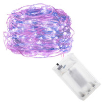 SPRINGOS - 100 LED (9,9m) vianočné nano LED svetielka z mikrodrôtov na 3xAA batérie - Ružová+modrá