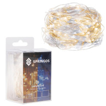 SPRINGOS - 100 LED (9,9m) vianočné nano LED svetielka z mikrodrôtov na 3xAA batérie - Studená biela+Teplá biela