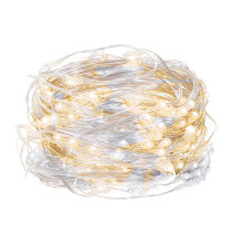 SPRINGOS - 100 LED (9,9m) vianočné nano LED svetielka z mikrodrôtov na 3xAA batérie - Studená biela+Teplá biela
