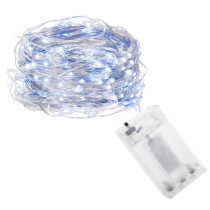 SPRINGOS - 100 LED (9,9m) vianočné nano LED svetielka z mikrodrôtov na 3xAA batérie - Studená biela+Modrá