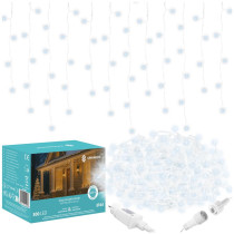 SPRINGOS - 300 LED (12m) vianočný svetelný záves CL0300 - ​​vnút./vonk. cencúľové svetielka - studená biela