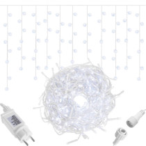 SPRINGOS - 300 LED (12m) girlandová svetelná reťaz, ​​vnút./vonk. cencúľové svetielka - studená biela