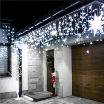 SPRINGOS - 300 LED (12m) girlandová svetelná reťaz, ​​vnút./vonk. cencúľové svetielka - studená biela