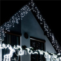 SPRINGOS - 300 LED (12m) vianočný svetelný záves CL0300 - ​​vnút./vonk. cencúľové svetielka - studená biela