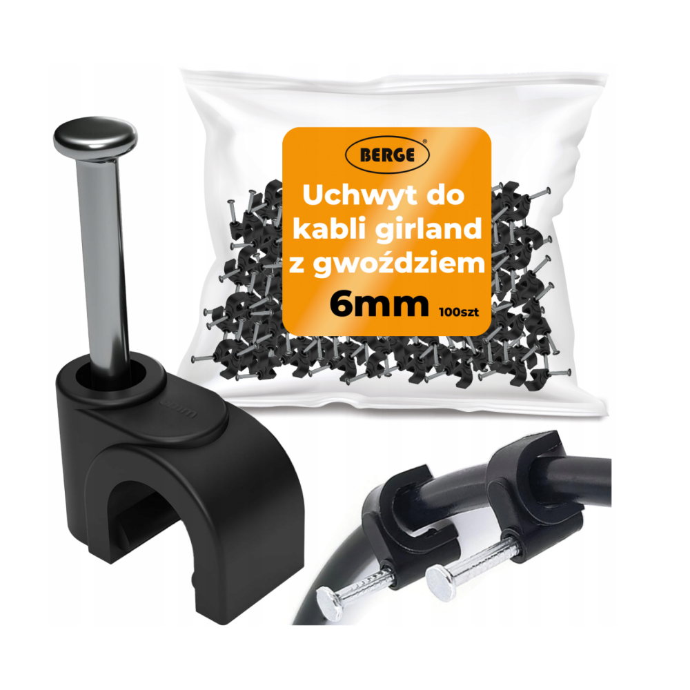 BERGE Girland háčiky, káble s klincom 6 mm 100 ks