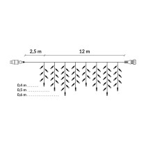 SPRINGOS - 300 LED (12m) svetelný záves CL0301, ​​vnút./vonk. cencúľové svetielka - teplá biela