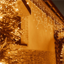 SPRINGOS - 300 LED (12m) vianočný svetelný záves CL0301, ​​vnút./vonk. cencúľové svetielka - teplá biela