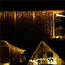 SPRINGOS - 300 LED (12m) vianočný svetelný záves CL0301, ​​vnút./vonk. cencúľové svetielka - teplá biela