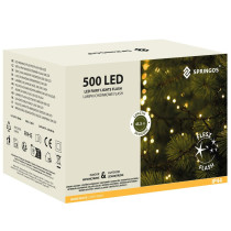 SPRINGOS - 500 LED (40m) vianočná svetelná reťaz CL0528, ​​vnút./vonk. na stromček - teplá biela + záblesk studená biela