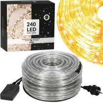 SPRINGOS - 240 LED (10m) vianočný svetelný had CL1200, ​​vnút./vonk. osvetlenie 8 programov - teplá biela