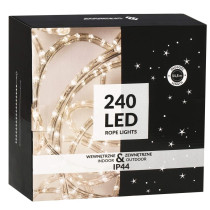 SPRINGOS - 240 LED (10m) vianočný svetelný had CL1200, ​​vnút./vonk. osvetlenie 8 programov - teplá biela