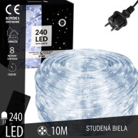 SPRINGOS - 240 LED (10m) vianočný svetelný had CL1201, ​​vnút./vonk. osvetlenie 8 programov - studená biela
