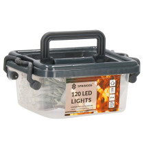 SPRINGOS - 120 LED (9m) vianočná svetelná reťaz CL0171, ​​vnút./vonk. na batérie 3xAA - teplá biela