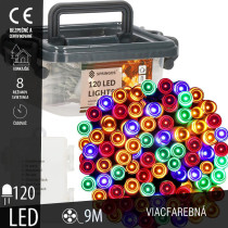 SPRINGOS - 120 LED (9m) vianočná svetelná reťaz CL0173, ​​vnút./vonk. na batérie 3xAA - viacfarebná