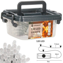 SPRINGOS - 120 LED (9m) vianočná svetelná reťaz CL0173, ​​vnút./vonk. na batérie 3xAA - viacfarebná