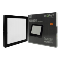ECOLIGHT LED prisadené štvorcové stropné svietidlo 24W - 2640lm - 4000K - čierne