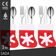 SPRINGOS - Vianočné vrecko na príbory sada 3ks CA0600 v tvare vianočnej čižmičky - červené