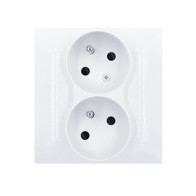 Kontakt Simon - Dvojitá zásuvka SIMON54 DGZ2TSZ/11, uzemnenie a clonky, šikmá, (komp. výrobok), 16A, 250V, skrut. svorky, biela
