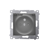 Kontakt Simon - Jedno zásuvka SIMON54 DGZ1BZ.01/49A, IP44 (tesnenie), transp. klapka,16A, 250V, skrut. svorky, čierny matný