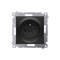 Kontakt Simon - Jedno zásuvka SIMON54 DGZ1CZ.01/49, s uzemnením s clonkami, 16A, 250V, pruži. svorky, čierny matný