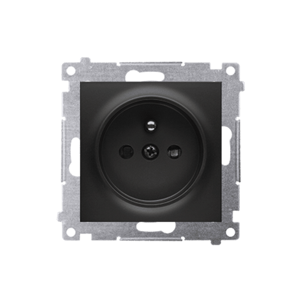 Kontakt Simon - Jedno zásuvka SIMON54 DGZ1CZ.01/49, s uzemnením s clonkami, 16A, 250V, pruži. svorky, čierny matný