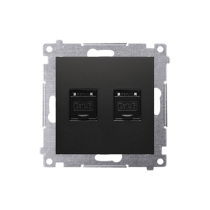 Kontakt Simon - Dvojitá počítačová zásuvka SIMON54 D62.01/49, RJ45 kat6 s protiprachovou clonou, čierny matný