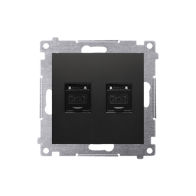 Kontakt Simon - Dvojitá počítačová zásuvka SIMON54 D62.01/49, RJ45 kat6 s protiprachovou clonou, čierny matný