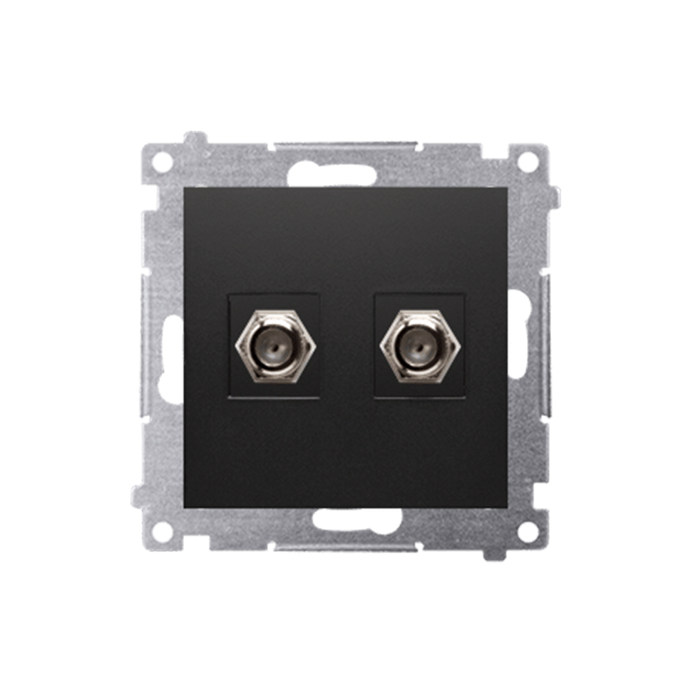 Kontakt Simon - Anténna zásuvka SIMON54 DASF2.01/49, na “F” konektor dvojitá, čierny matný