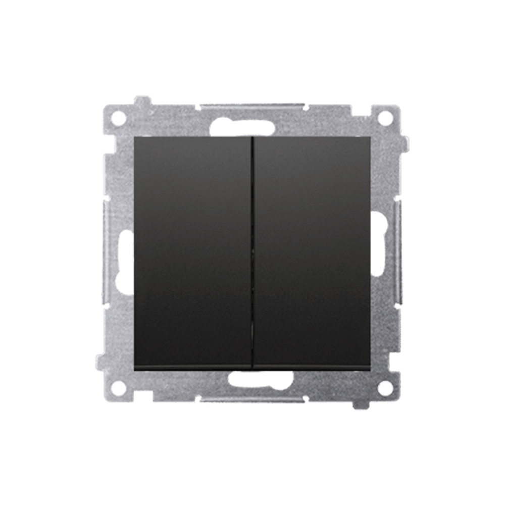 Kontakt Simon - Sériový spínač SIMON54 DW5.01/49, radenie č. 5, (prístroj s krytom), 10AX, pružinové svorky, čierny matný