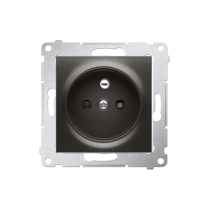 Kontakt Simon - Jedno zásuvka SIMON54 DGZ1CZ.01/48, s uzemnením s clonkami, 16A, 250V, pruži. svorky, antracitová