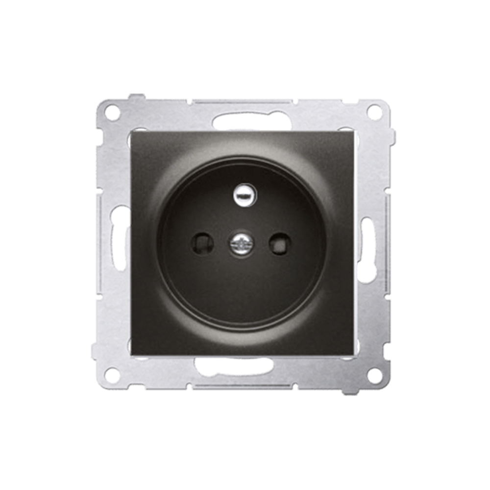 Kontakt Simon - Jedno zásuvka SIMON54 DGZ1CZ.01/48, s uzemnením s clonkami, 16A, 250V, pruži. svorky, antracitová