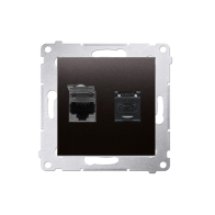 Kontakt Simon - Dvojitá počítačová zásuvka SIMON54 D62.01/48, RJ45 kat6 s protiprachovou clonou, antracitová