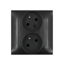 Kontakt Simon - Dvojitá zásuvka SIMON54 DGZ2TS/48, uzemnenie a clonky, šikmá, 16A, 250V, skrut. svorky, antracitová