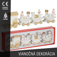 SPRINGOS - Vianočný drevený vláčik ču-ču s vagónmi CA1267 hračka - bielo / zlatý dizajn