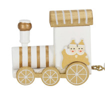 SPRINGOS - Vianočný drevený vláčik ču-ču s vagónmi CA1267 hračka - bielo / zlatý dizajn