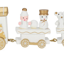 SPRINGOS - Vianočný drevený vláčik ču-ču s vagónmi CA1267 hračka - bielo / zlatý dizajn