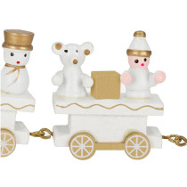 SPRINGOS - Vianočný drevený vláčik ču-ču s vagónmi CA1267 hračka - bielo / zlatý dizajn