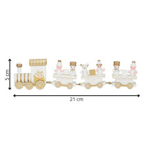 SPRINGOS - Vianočný drevený vláčik ču-ču s vagónmi CA1267 hračka - bielo / zlatý dizajn