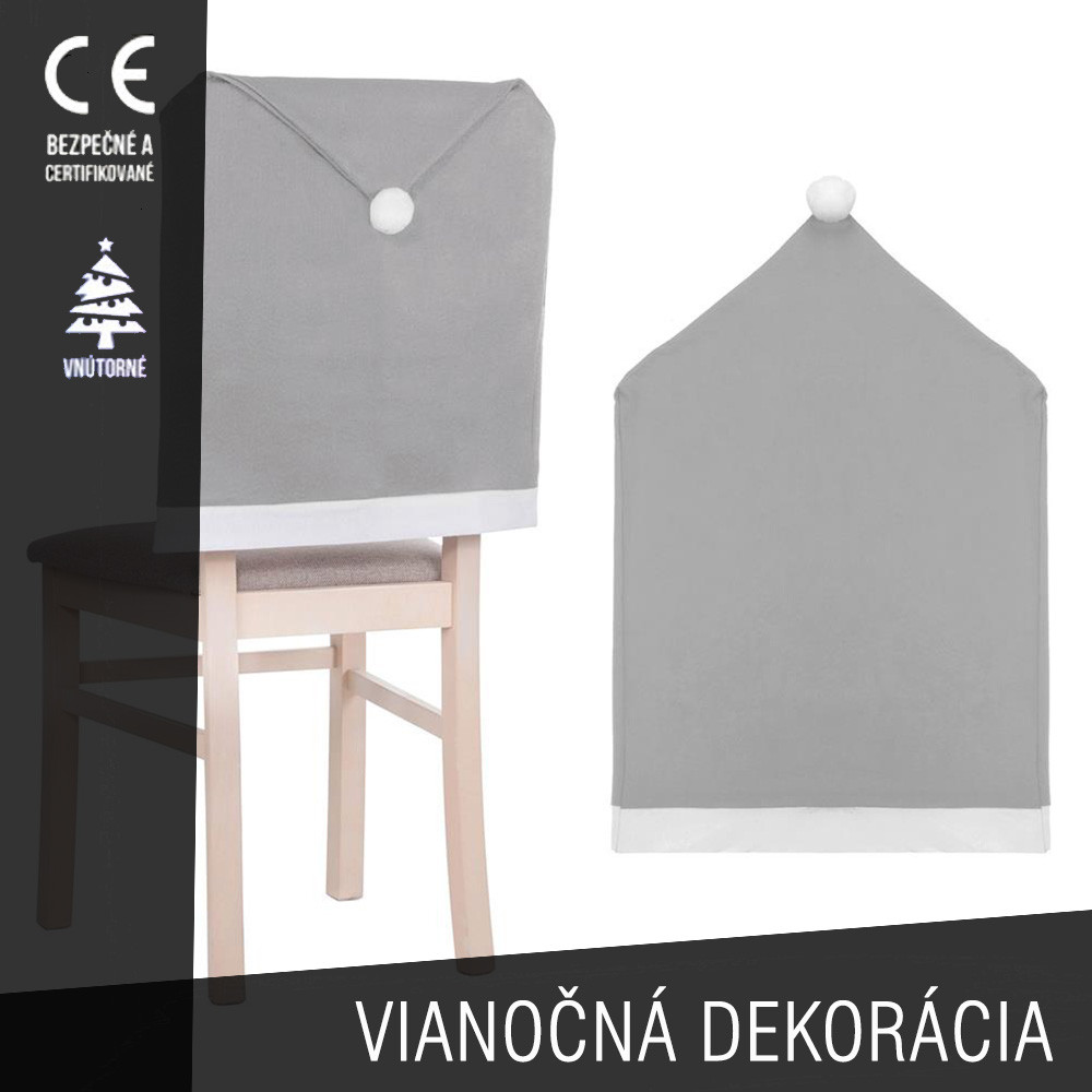 SPRINGOS - Poťah na stoličku v tvare mikulášskej čiapky HA0201 - Sivý