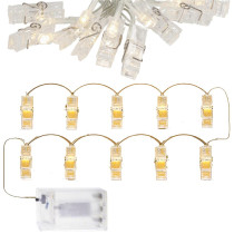 SPRINGOS - 10 LED (1,35m) Girlanda - Svietiace fotoklipy CL4131pre upevnenie fotografií​​, vnútorná dekorácia - teplá biela
