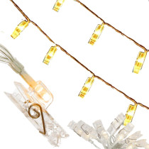 SPRINGOS - 10 LED (1,35m) Girlanda - Svietiace fotoklipy CL4131pre upevnenie fotografií​​, vnútorná dekorácia - teplá biela