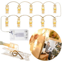 SPRINGOS - 10 LED (1,35m) Girlanda - Svietiace fotoklipy CL4131pre upevnenie fotografií​​, vnútorná dekorácia - teplá biela