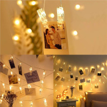 SPRINGOS - 10 LED (1,35m) Girlanda - Svietiace fotoklipy CL4131pre upevnenie fotografií​​, vnútorná dekorácia - teplá biela