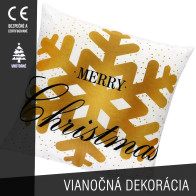 SPRINGOS - Dekoratívna obliečka 40x40cm na vankúš HA3400 - biela so zlatou snehovou vločkou