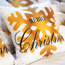 SPRINGOS - Dekoratívna obliečka 40x40cm na vankúš HA3400 - biela so zlatou snehovou vločkou